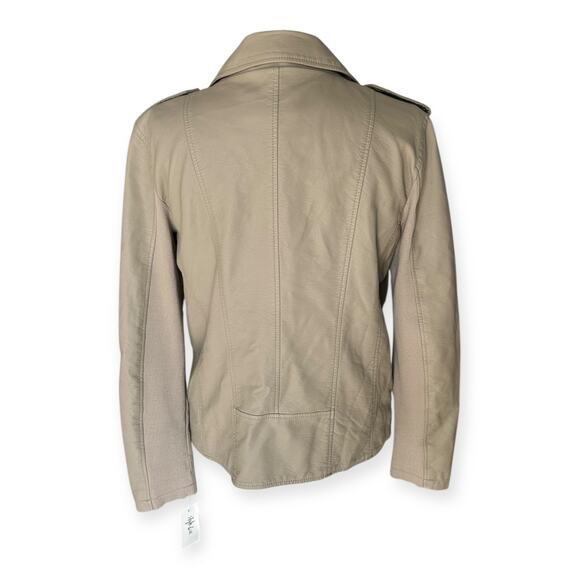 NEW Style & Co Women's Faux Leather Moto Jacket Beige Off White size M Edgy - Picture 10 of 11